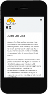 AuroraCareClinic.com mobile website image
