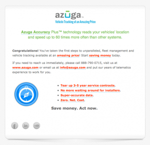 Azuga video confirmation email image
