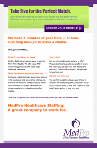 MedPro Healthcare Staffing Take 5 email image