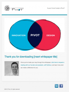 Pivot confirmation email image