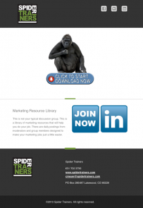 Spider Trainers' Marketing Resource Library anouncement email image